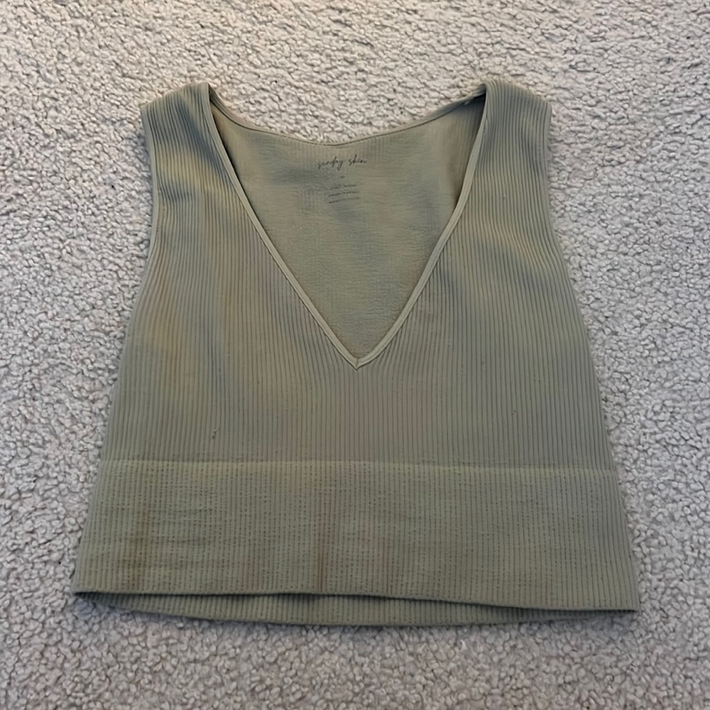 Green rob knit crop tank top